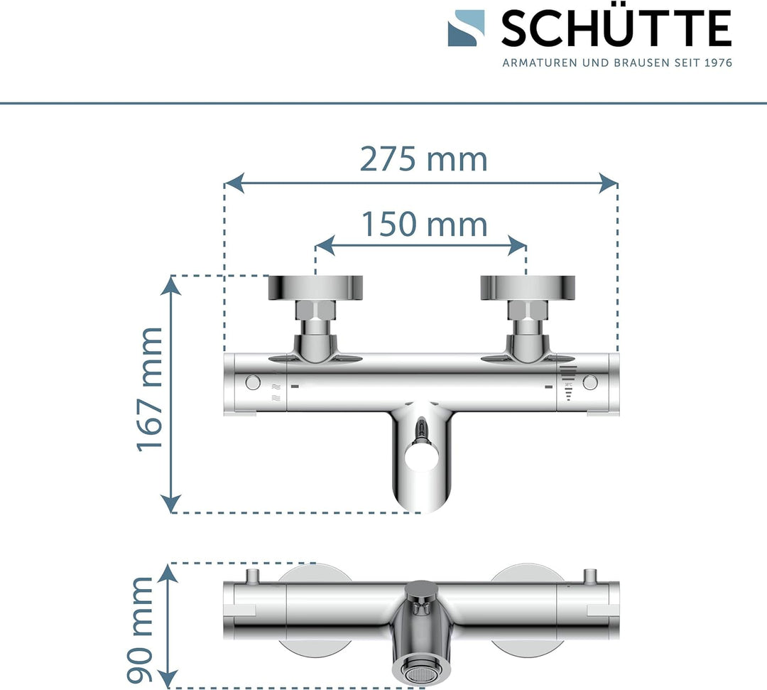 SCHÜTTE 52470 LONDON Badewannenarmatur Thermostat, Wannenarmatur Wannenthermostat mit Verbrühschutz