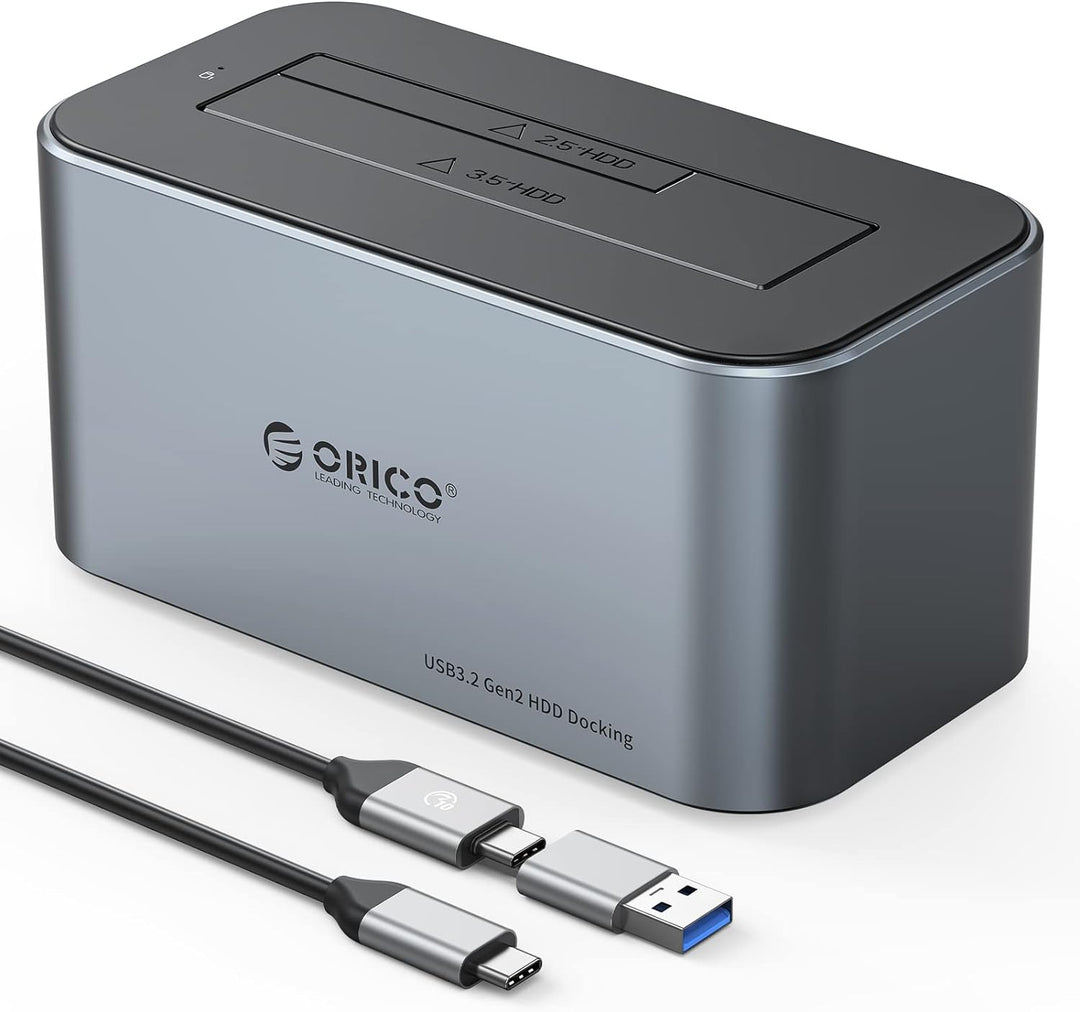 ORICO Aluminium Festplatten Dockingstation, 6Gbps USB 3.2 Gen 2 SSD/HDD Docking Station für SATA 2,5