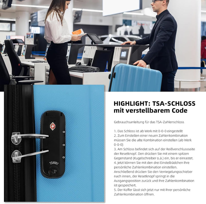 BEIBYE TSA-Schloss 2080 Zwillingsrollen 3 TLG. Reisekofferset Koffer Kofferset Trolley Trolleys Hart