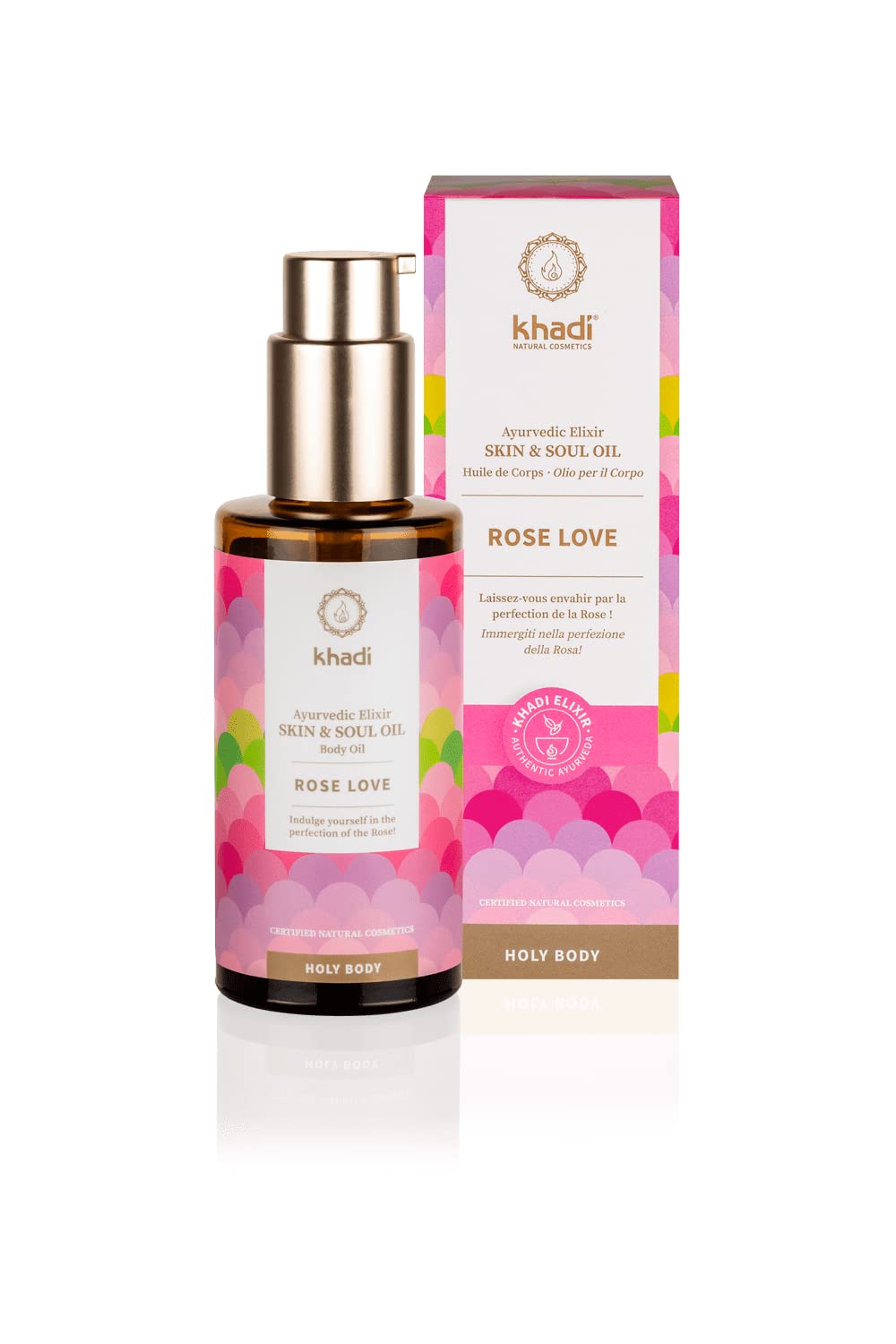 khadi ROSE LOVE Ayurvedisches Elixier Skin & Soul Oil, Luxuriöses Schönheitsöl, verwöhnend, regeneri