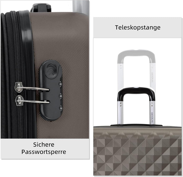 BEIBYE Zwillingsrollen 2066 Hartschale Trolley Koffer Reisekoffer Handgepäck Boardcase M (Coffee, M)