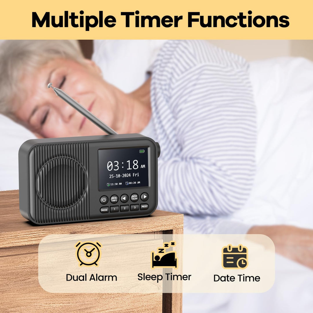 Arafuna DAB Radio, DAB Plus Radio mit 2,4" Farbdisplay, FM Radio mit Bluetooth, Küchenradio mit 60 V