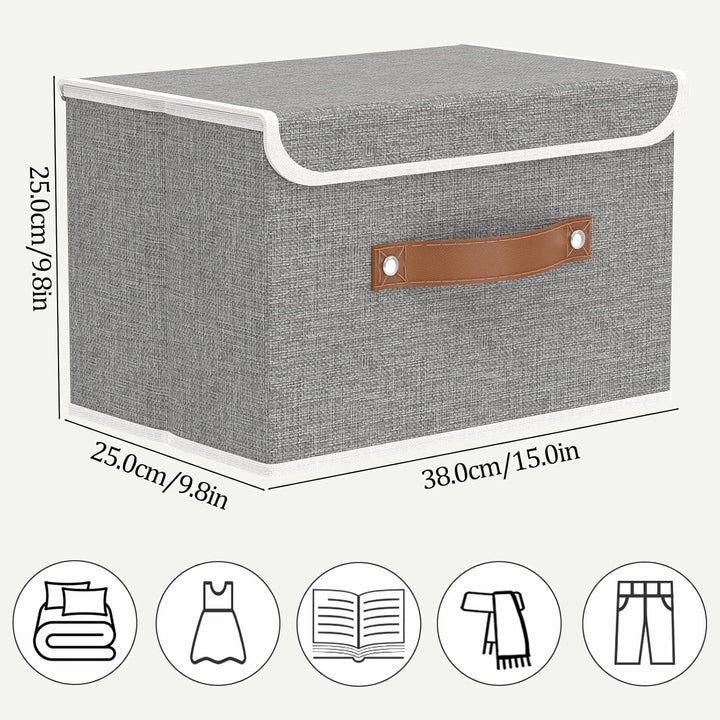 OUTBROS 3 Stück Aufbewahrungsboxen mit Deckel, 38 x 25 x 25 cm, faltbare Stoffboxen, Aufbewahrungskö