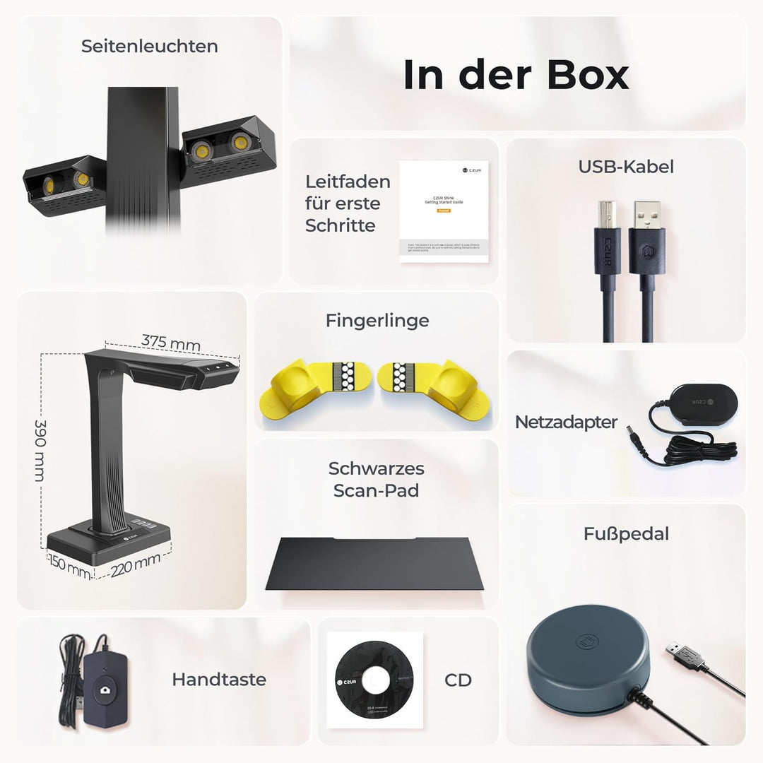 CZUR ET24 Pro Dokumentenscanner 24MP, Professioneller Buchscannermit HDMI, Scanner bis zu A3, mit La