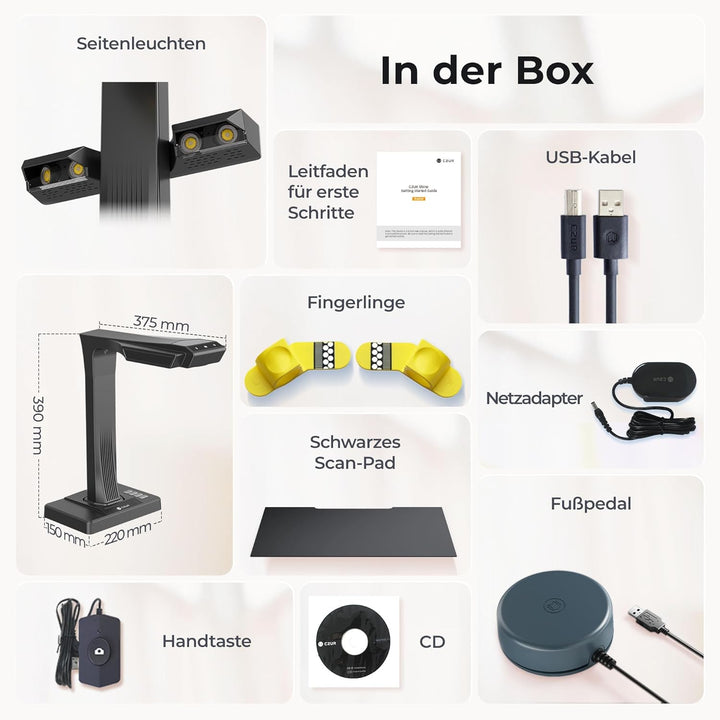 CZUR ET24 Pro Dokumentenscanner 24MP, Professioneller Buchscannermit HDMI, Scanner bis zu A3, mit La