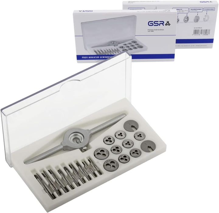 GSR PROFI Miniatur-Gewindeschneidsatz, 30-teilig, metrisch, Geschwindeschneider Set HSS-G, M1-M2,5 G
