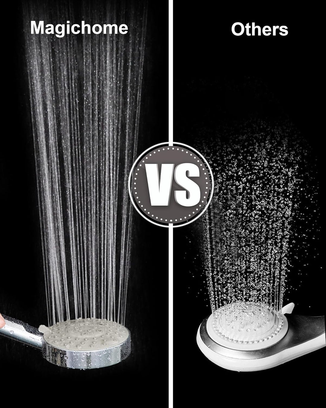 Magichome Duschkopf Wassersparend mit Schlauch 2M, mit 5 Strahlarten, Turbogeladenes Design Hochdruc