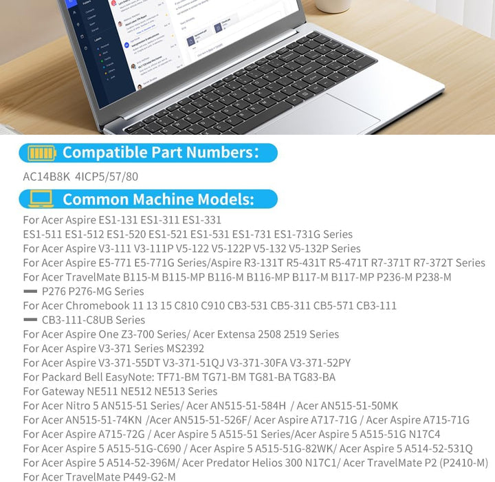 KingSener AC14B8K Laptop Akku für Acer Aspire ES1-131 ES1-311 ES1-331 ES1-511 ES1-512 E5-771 R3-131T
