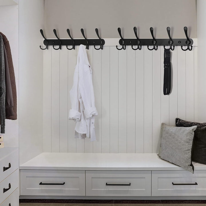 Dseap Garderobenleiste - Schwerlast Garderobenhaken Mit 5 Dreifachhaken, Edelstahl Wandgarderobe, Kl