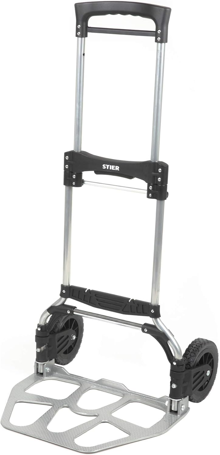 STIER Sackkarre klappbar, Aluminium Transportkarre, Belastbarkeit bis 120kg, Stapelkarre zum Transpo