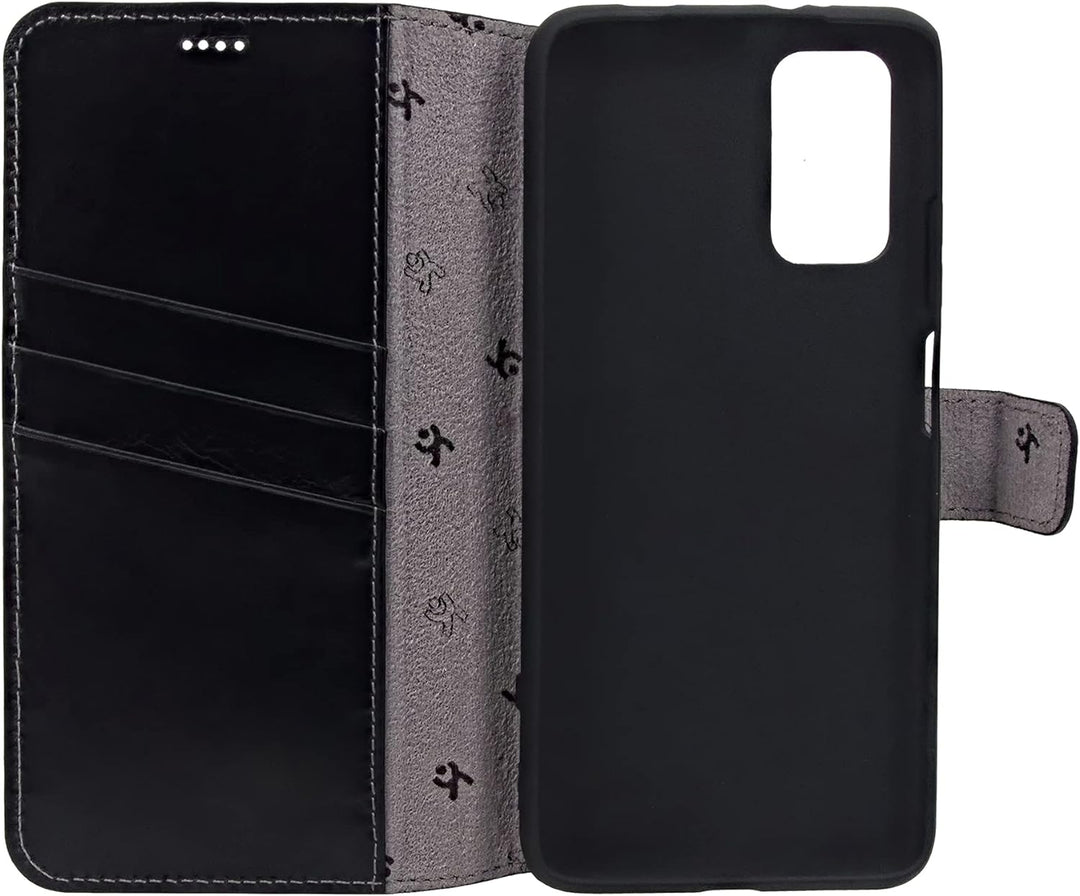 Suncase Book-Style Hülle kompatibel mit Xiaomi Poco M3 Leder Tasche (Slim-Fit) Lederhülle Handytasch