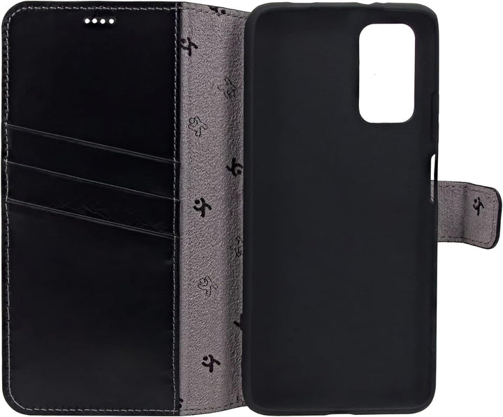 Suncase Book-Style Hülle kompatibel mit Xiaomi Poco M3 Leder Tasche (Slim-Fit) Lederhülle Handytasch