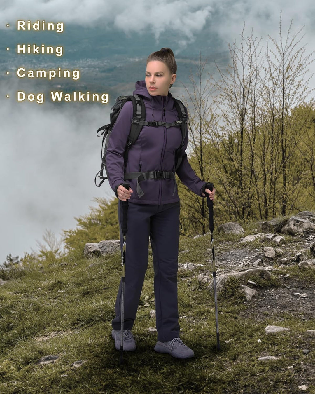 33,000ft Damen Softshelljacke Wasserdichte Winddichte Funktionsjacke Atmungsaktive Übergangsjacke Le