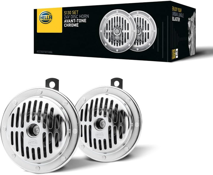 HELLA Horn - HEAVY DUTY HORN S130 SET - 24V - 118dB(A) - Frequenzbereich: 280/380Hz - Tiefton/Hochto