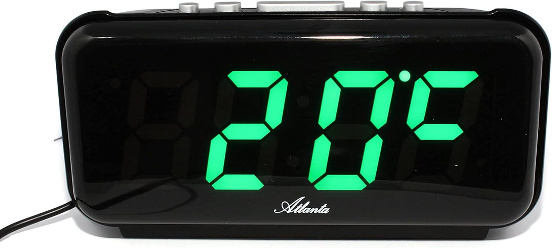 Atlanta Digitalwecker mit grosser LED Leuchtanzeige 3 Alarme Nachtdimmung Stromanschluss - 2608/6 (G