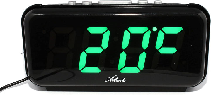 Atlanta Digitalwecker mit grosser LED Leuchtanzeige 3 Alarme Nachtdimmung Stromanschluss - 2608/6 (G