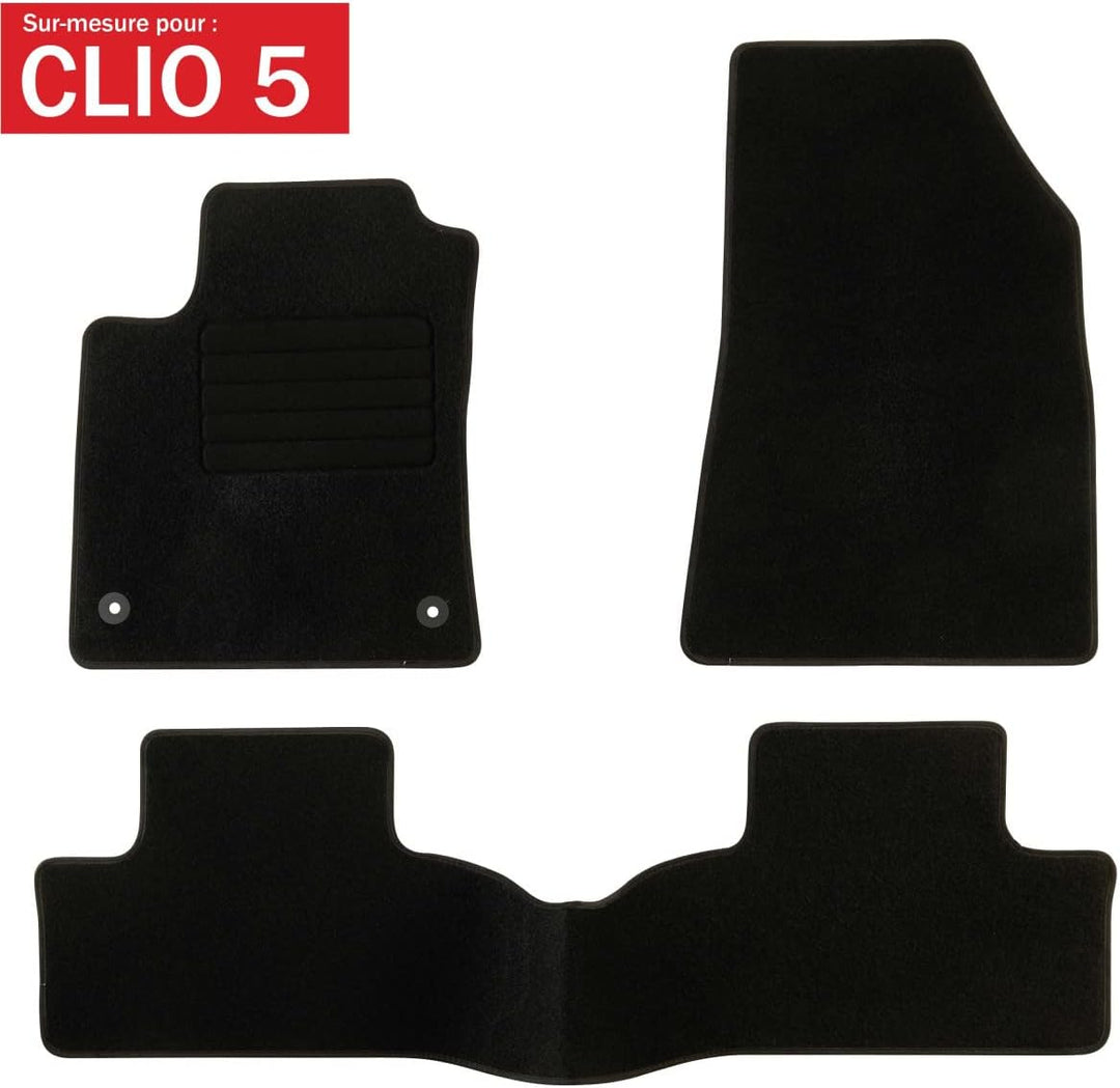 DBS Autofussmatte - nach Mass - 3-teilig - Anti Rutsch - schwarzer Nadelfilz 900g/m² - Velours Ferti