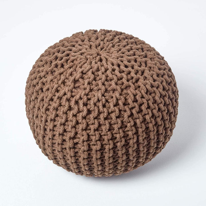 Homescapes Pouf Strickpouf rundes Bodenkissen, Sitzpouf 35 x 40 cm, gepolsterter Sitzhocker, Sitzpuf