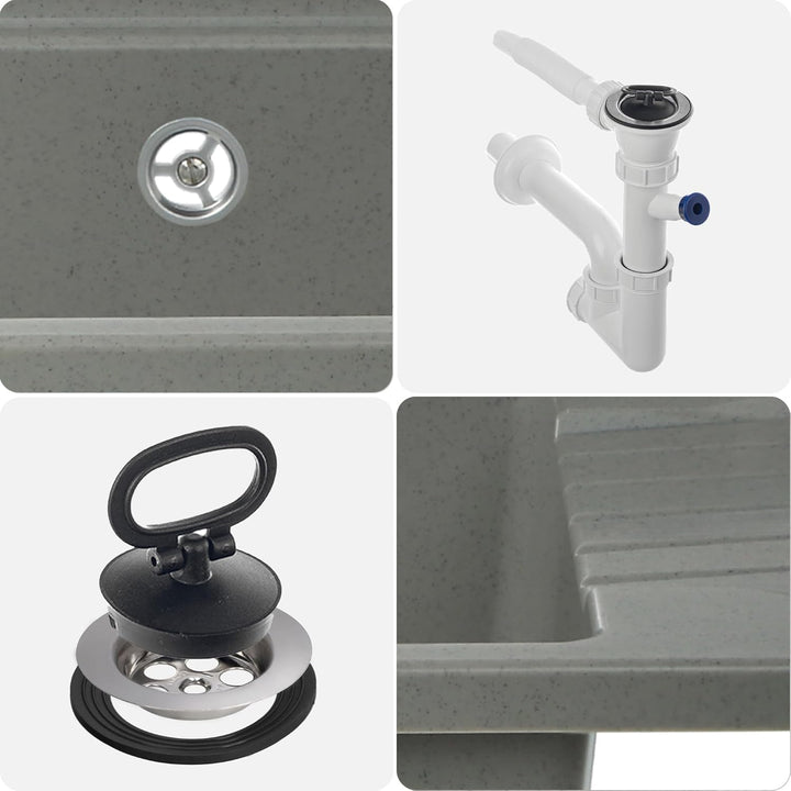 GOSPO Ausgussbecken aus Polypropylen, 50,5 x 34 x 26,5 cm, Haushaltsspülbecken, Spülbecken mit profe