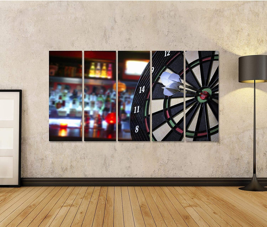islandburner Bild auf Leinwand Darts Bilder Wandbilder Poster Leinwand 160x80cm - 5 Teile XXL, Leinw