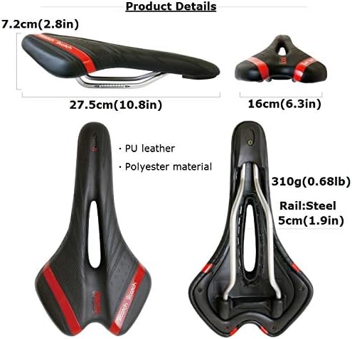 GORIX Bike Saddle Seat Comfortable Cushion with Rail Mountain Road Bicycle for Men and Women (A6-1)