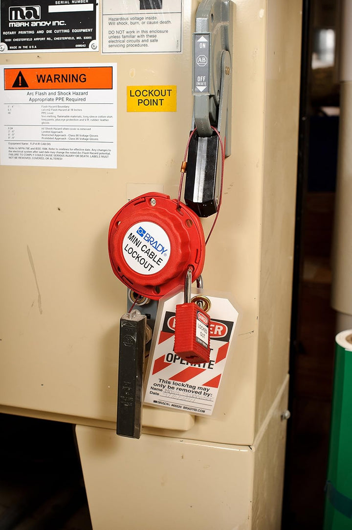 Mini-Stahl-Kabelschloss, 100 mm x 2,44 m x 45 mm, Rot