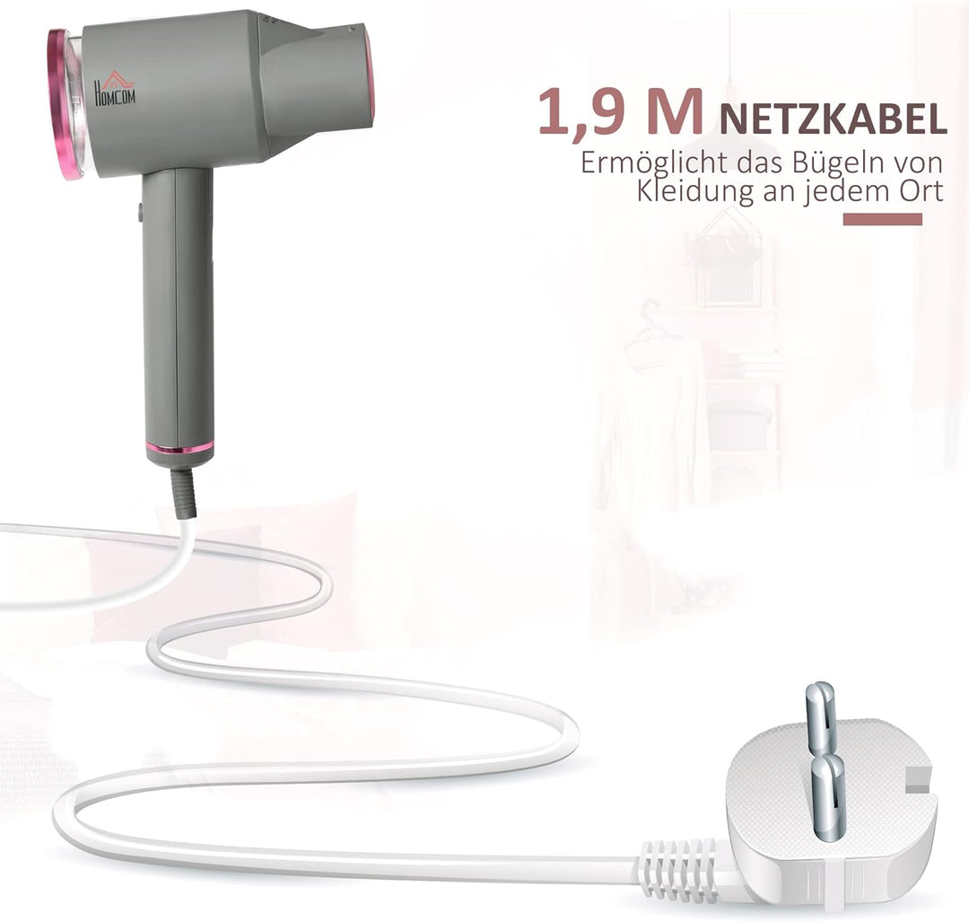 HOMCOM Dampfglätter Dampfbürste Steamer Reisebügeleisen faltbar Kleidung Hemden Dampfbügeleisen mit