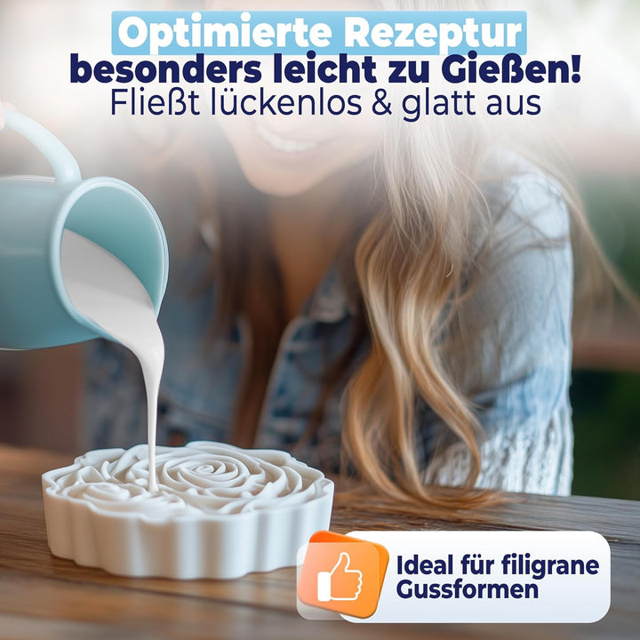 Giesspulver Extra Weiss 1,0kg - Premium Gips zum Giessen - Reliefgiesspulver weiss aus hochwertigem