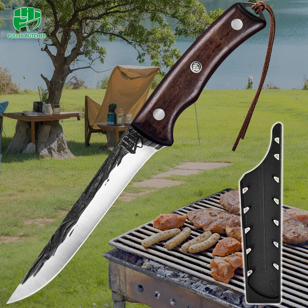 FULLHI Ausbeinmesser, Multi-Farben Griff Full Tang Küchenmesser, High Carbon Steel Carving Fishing D