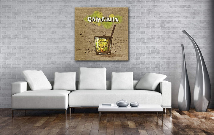 deyoli Rezept für einen Caipirinha Format: 60x60 als Leinwandbild, Motiv fertig gerahmt auf Echtholz