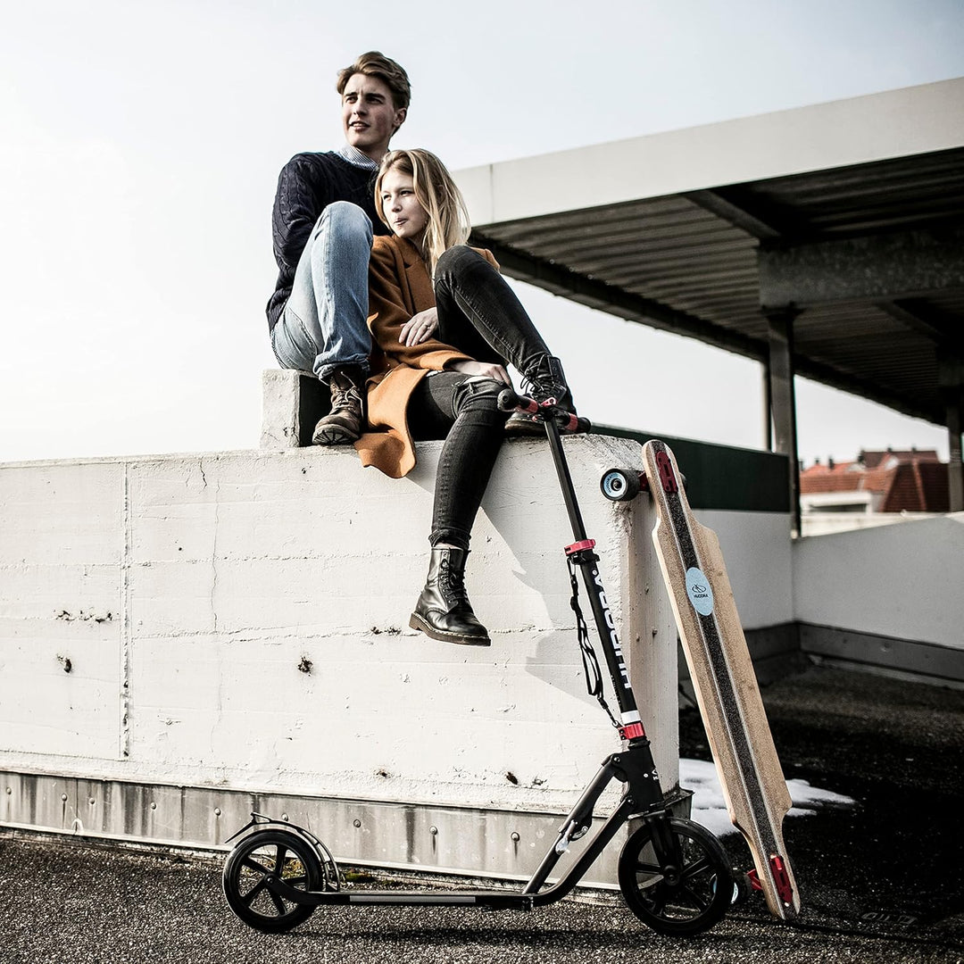 HUDORA BigWheel Style 230 Scooter I Stabiler Aluminium-Roller mit grosser Trittfläche I Höhenverstel