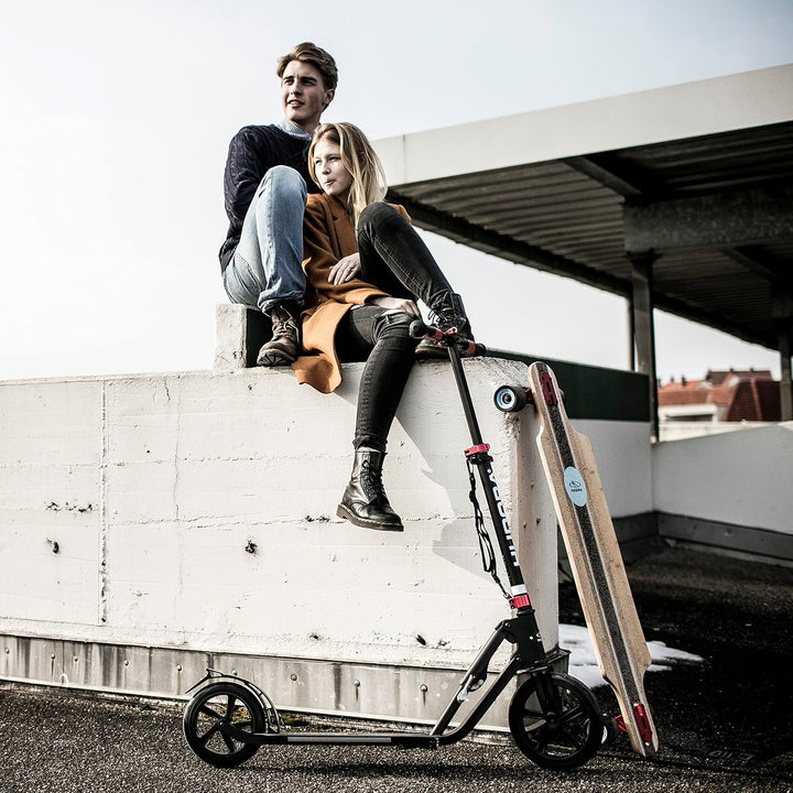 HUDORA BigWheel Style 230 Scooter I Stabiler Aluminium-Roller mit grosser Trittfläche I Höhenverstel