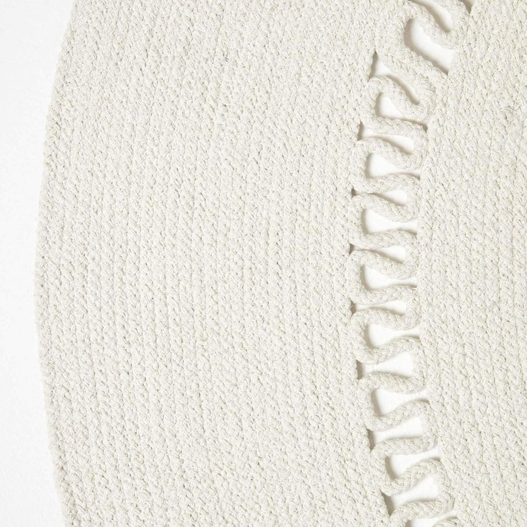 Homescapes Natur-farbener Teppich, rund, 120 cm, gehäkelter Teppich/Vorleger aus Baumwolle im Retro-