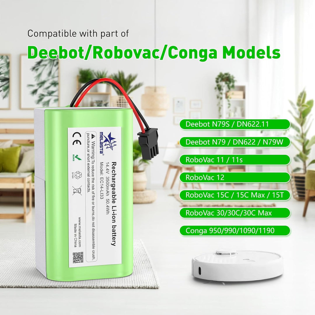 MELASTA 14,4 V 3500 mAh Li-Ionen Ersatz Akku für Tesvor X500, Eufy RoboVac 11, 11S, 11S MAX, 30, 30C