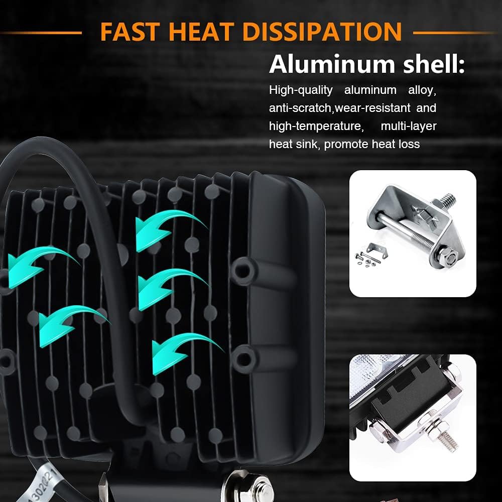 Lospitch LED Arbeitsscheinwerfer 12V 48W,LED Scheinwerfer 24V für auto,LKW,traktor,Offroad,SUV,ATV,R