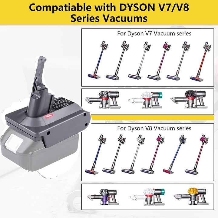 【Upgraded】 2-in-1 V7/8 Akku-Adapter für Makita 18V Akku konvertieren zu für Dyson V7/8 Handstaubsaug