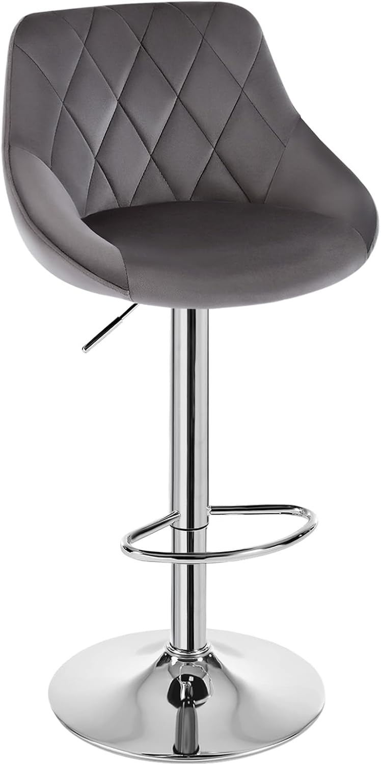 WOLTU Barhocker, Hocker höhenverstellbar drehbar, gepolsterter Samtsitz, mit Rückenlehne Fussstütze,