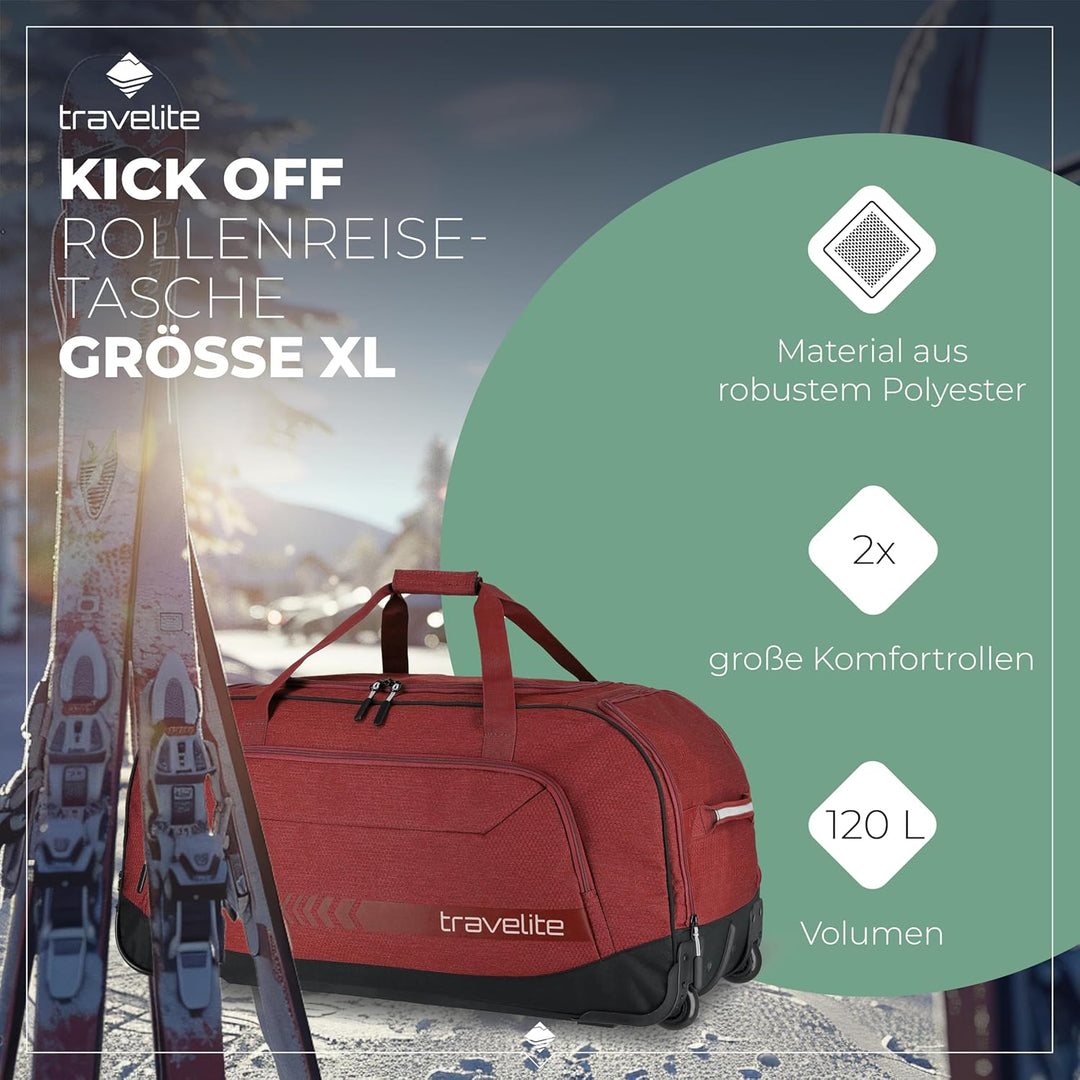 travelite Trolley Reisetasche Grösse XL, Gepäck Serie KICK OFF: Praktische Reisetasche mit Rollen fü