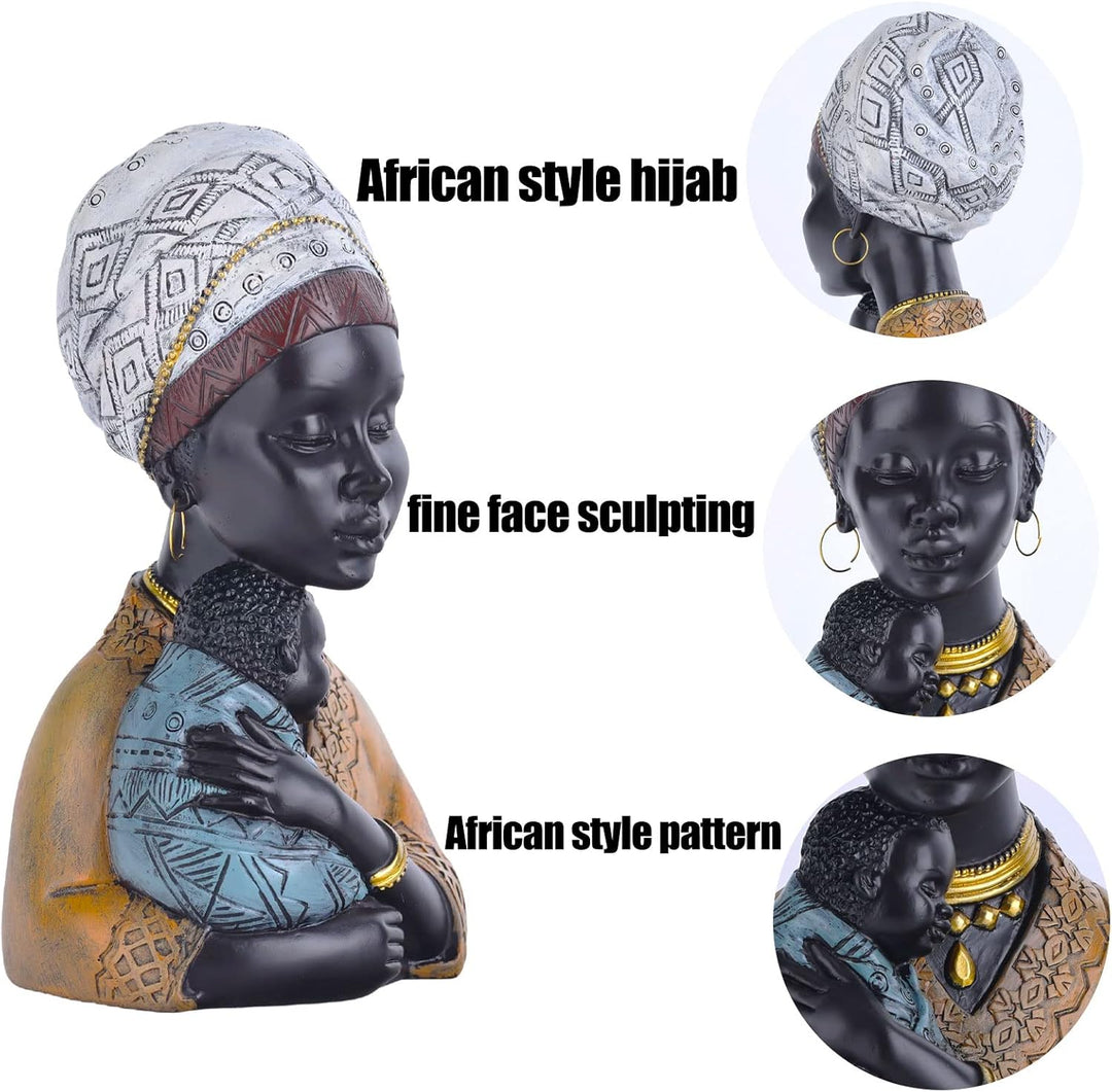 Home Decor Afrikanische Kunst Skulpturen, afrikanische Frau und Sohn Statue, Schwarze Statuen afrika