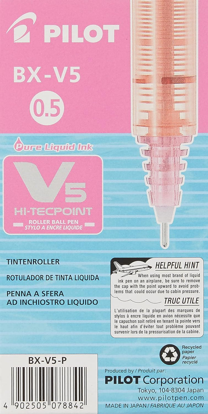 Pilot Tintenroller V5 Hi-Tecpoint 0,5 mm, 12 Stück, rosa rose 12 Stück (1er Pack), rose 12 Stück (1e