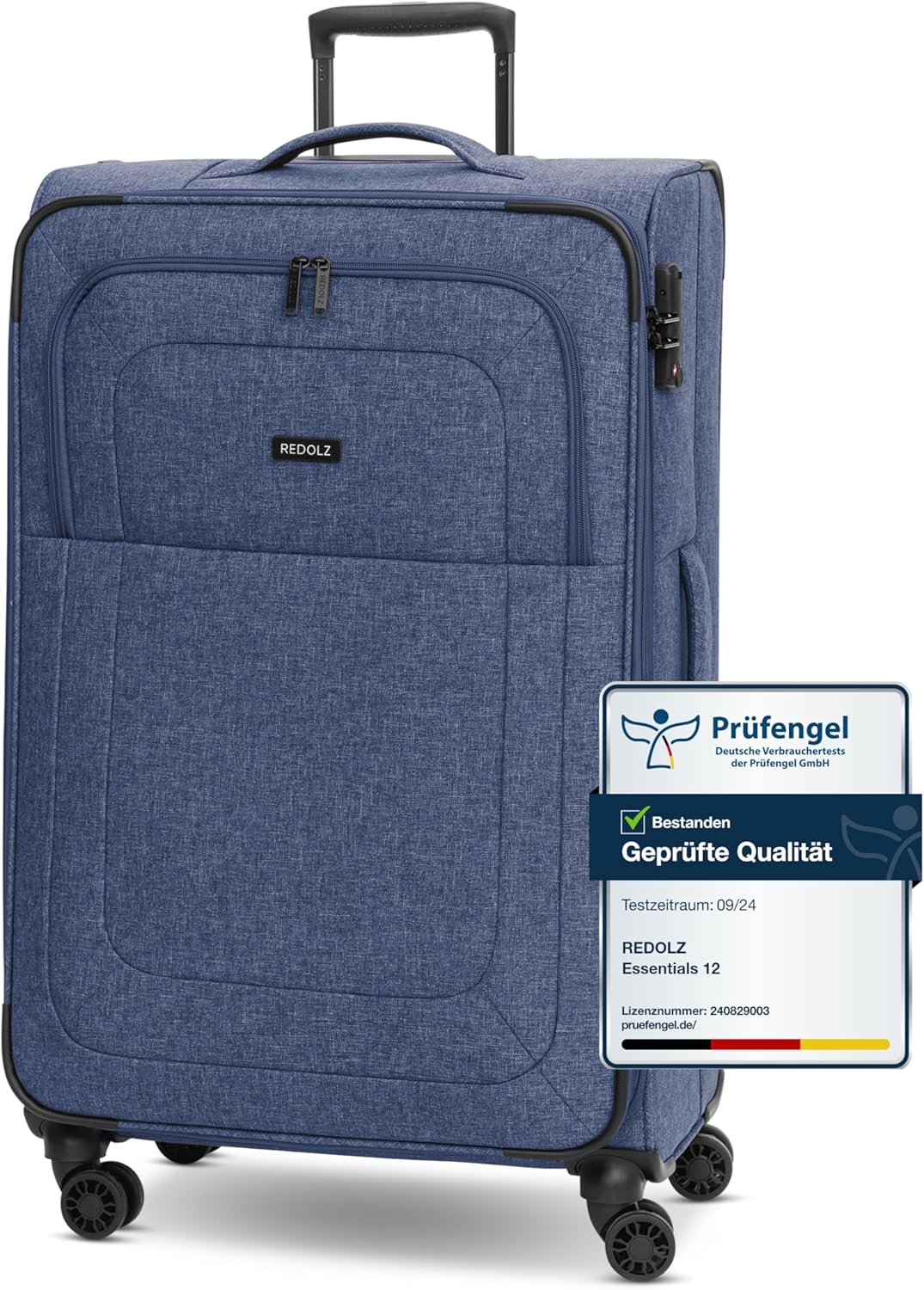REDOLZ LARGE Weichschalen Koffer für Damen & Herren | leichter Trolley 77 cm mit 4 Doppelrollen & TS