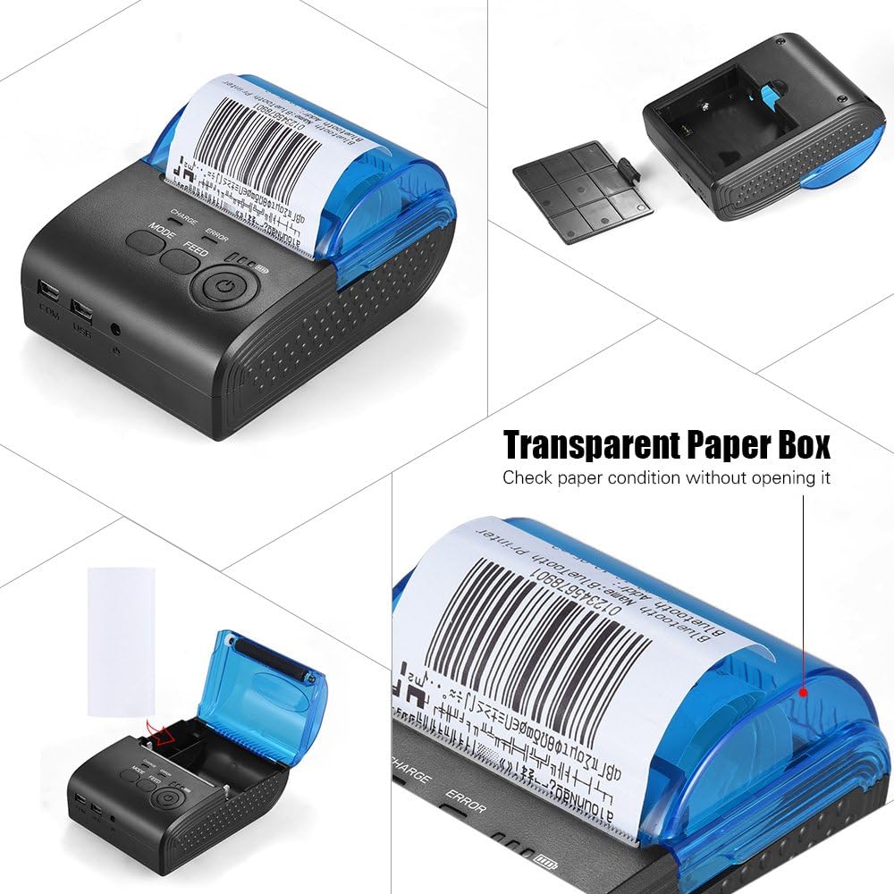 Bisofice POS-5805DD Thermodrucker für Ticket-Codes Mini Etikettendrucker 58mm Wireless USB Thermal P