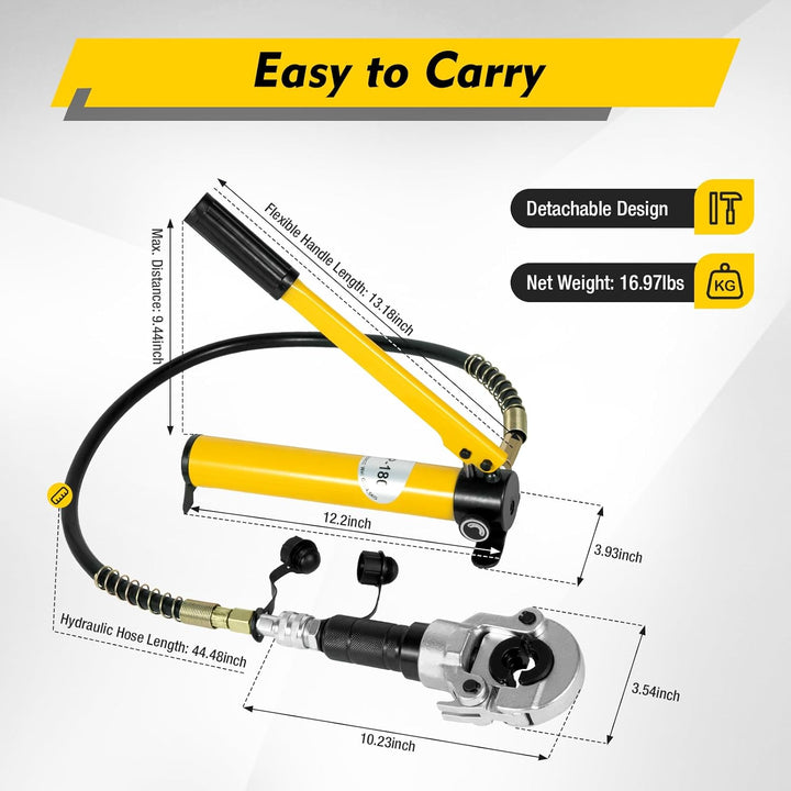 BJTDLLX Hydraulische Presszange Hydraulik Crimpzange V-T Kontur Radialpresse Kupferrohr 360° Verbund