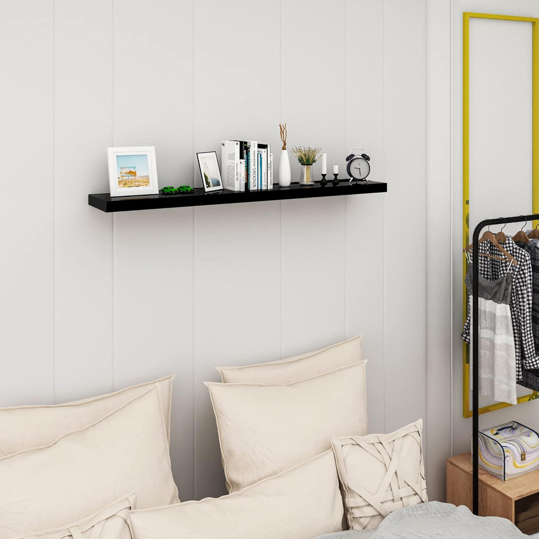 WOLTU Wandregal Volato Wandboard freischwebend hochglänzend Schwarz Schweberegal CD DVD Regal Bücher