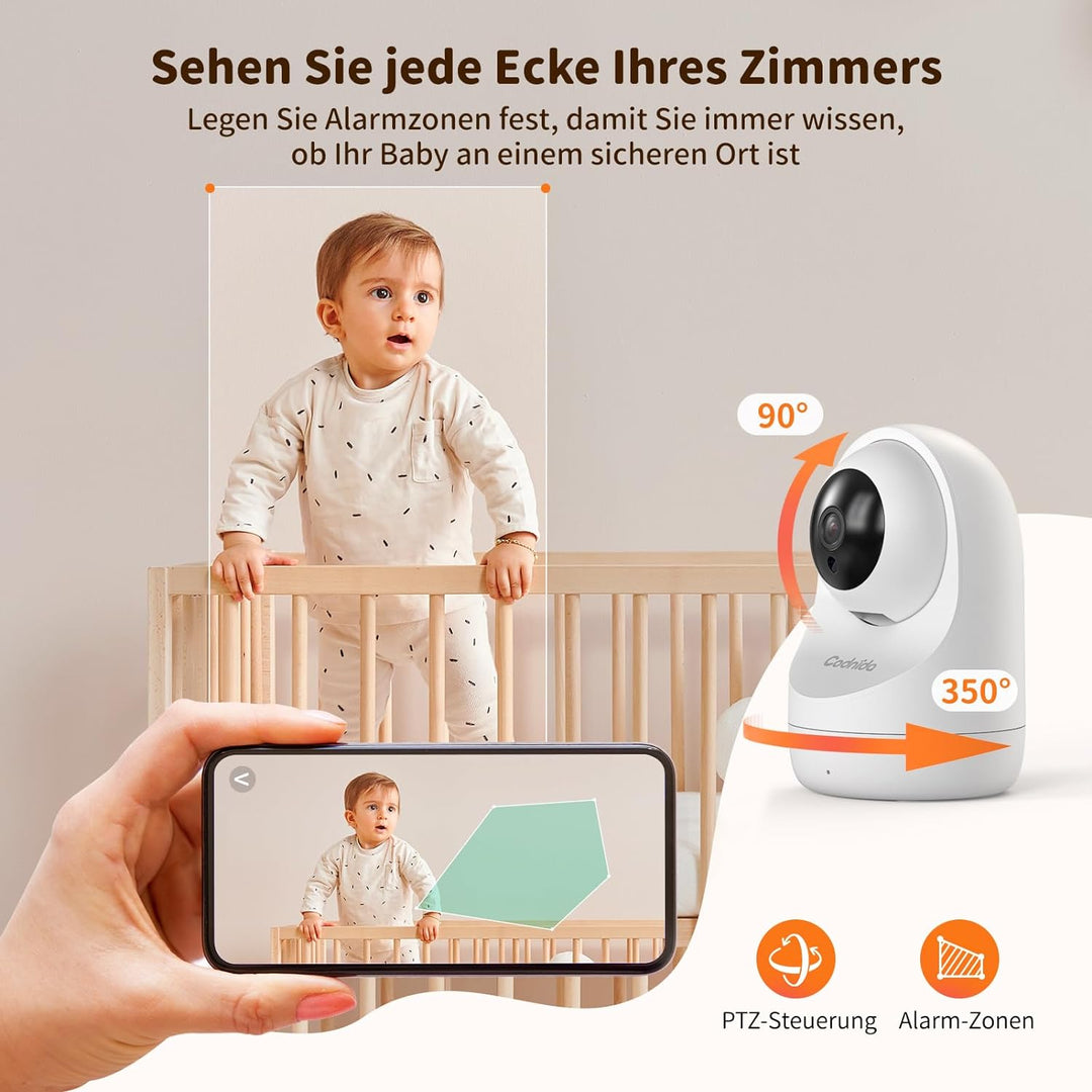 5,5 Zoll Babyphone mit Kamera Codnida 3MP HD Video Babyfon Camera,Baby Camera mit Bewegungsmelder un