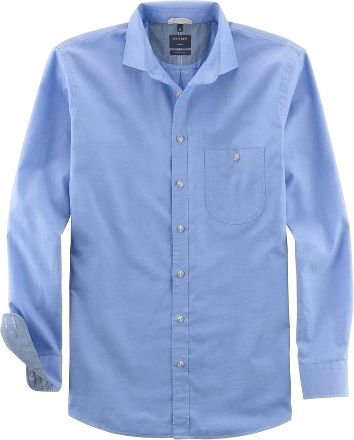 OLYMP Herren Freizeithemd Langarm Casual,Oxfort,modern fit,Kent-Kragen L Bleu 11, L Bleu 11
