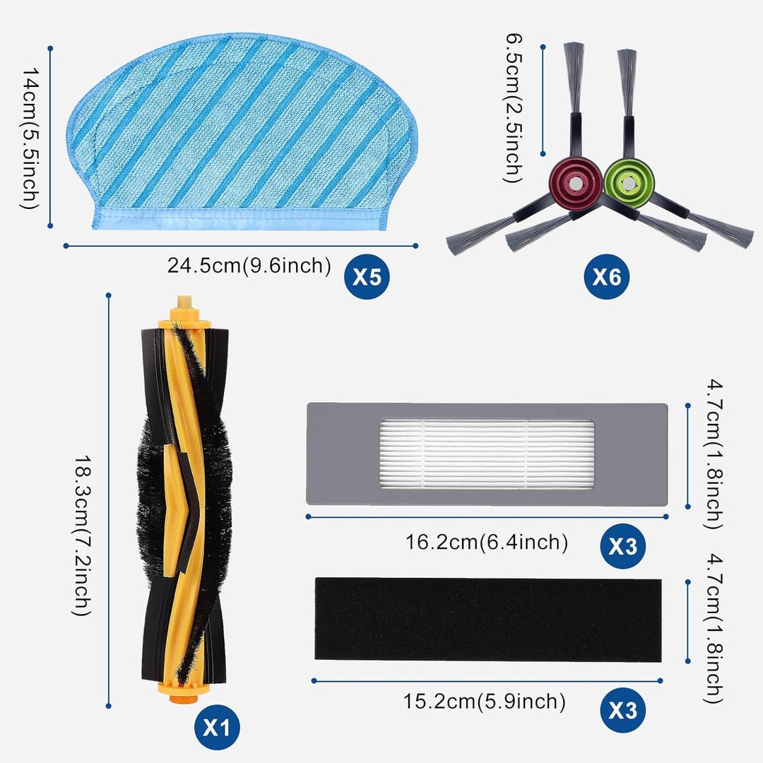 18 Stück Filterbürste Wischtuch Set für Ecovacs Deebot Ozmo 920 950, für Yeedi 2 Hybrid Staubsauger