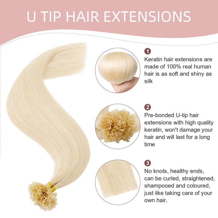 Silk-co Bonding Extensions Echthaar Haarteile Echthaar Keratin U-Tip Natürlich Weich Haarverlängerun