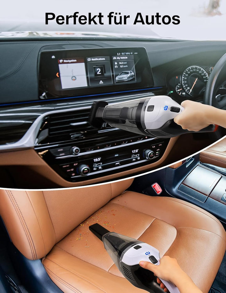 Portutif Handstaubsauger Akku, Starke Saugkraft, Tragbarer Handstaubsauger Kabellos, mit Waschbar HE