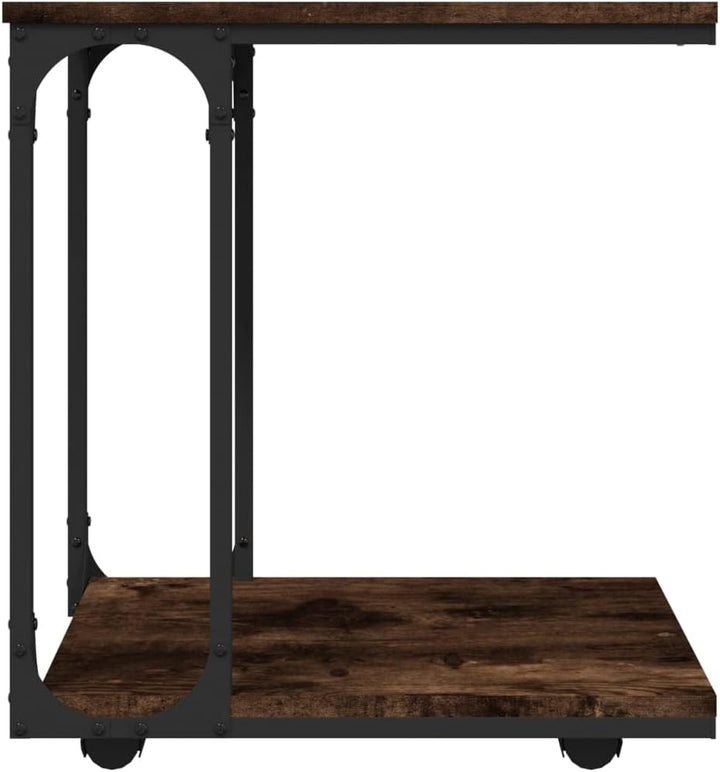 FIRBNUS Beistelltisch mit Rollen Räuchereiche 50x35x55,5 cm Beistelltische Fürs Wohnzimmer Beistellt